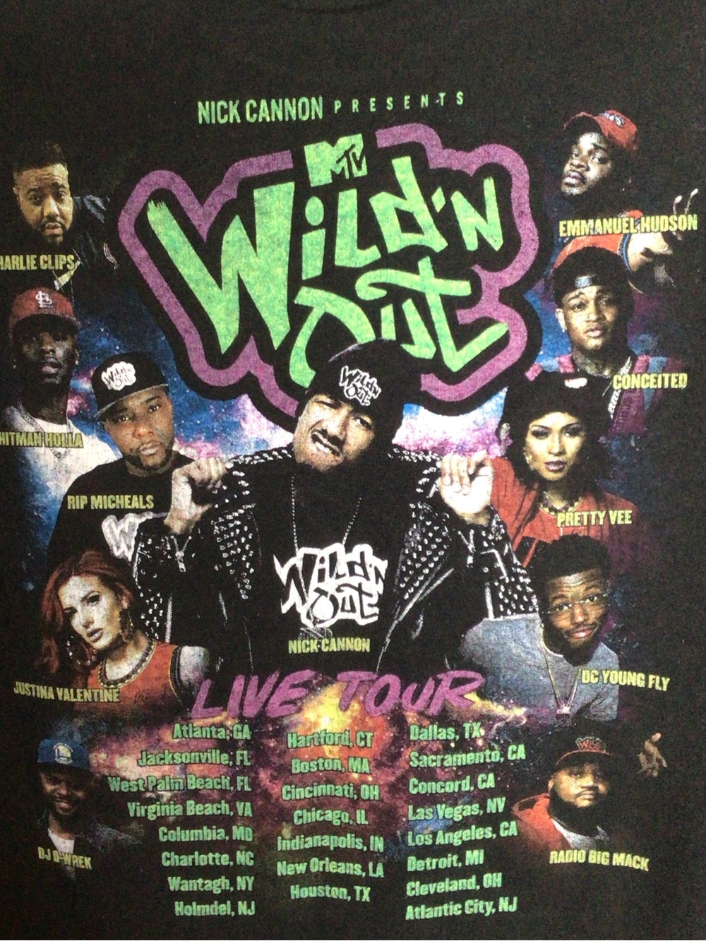 MTV Wild ’N Out Live Tour Black Graphic T-Shirt Nick Cannon Medium